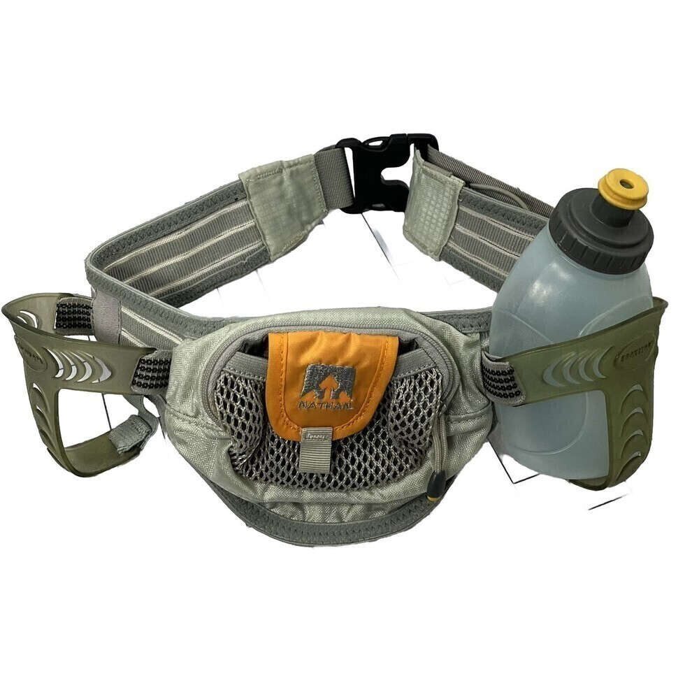 Nathan Hydration Snap Running Belt Gray/Orange with 1- 10oz Water Bottles